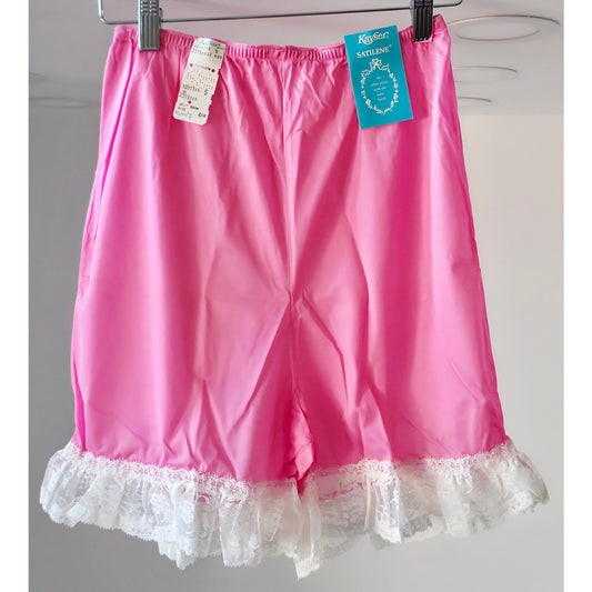 VINTAGE *NEW* 1960's Kayser Women's Pink w/White Lace Bloomers Panties Size S