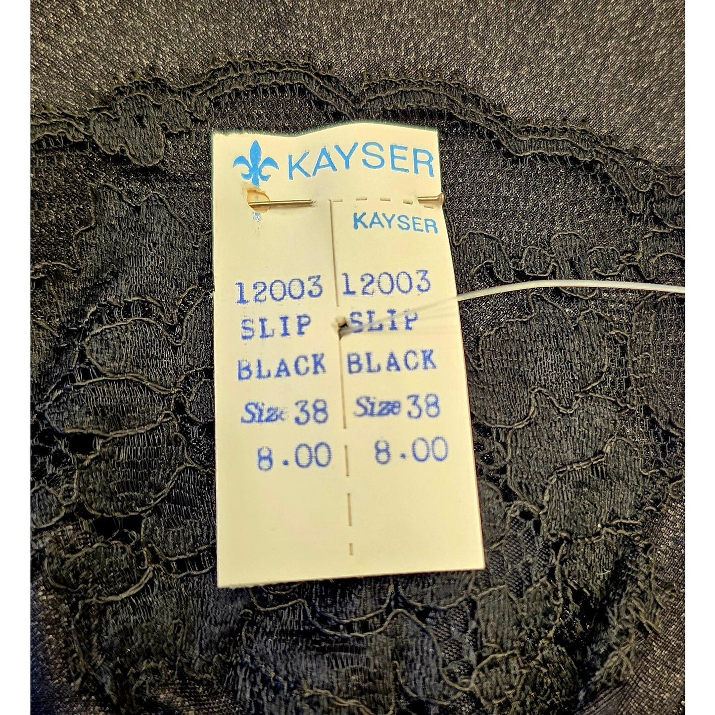 VINTAGE *NEW* 1960's Kayser Black Slip with Black Lace Trim 100% Nylon Size 38