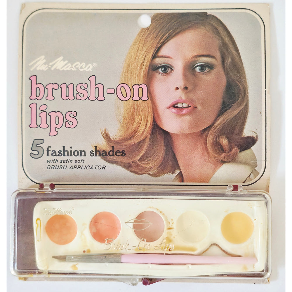VINTAGE *NEW* 1970's Nu-Masca Brush-On Lips 5 Shades w/Applicator #400 Set of 4