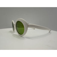 VINTAGE *NEW* 1970's Glam Unisex Sunglasses White Oval Frame