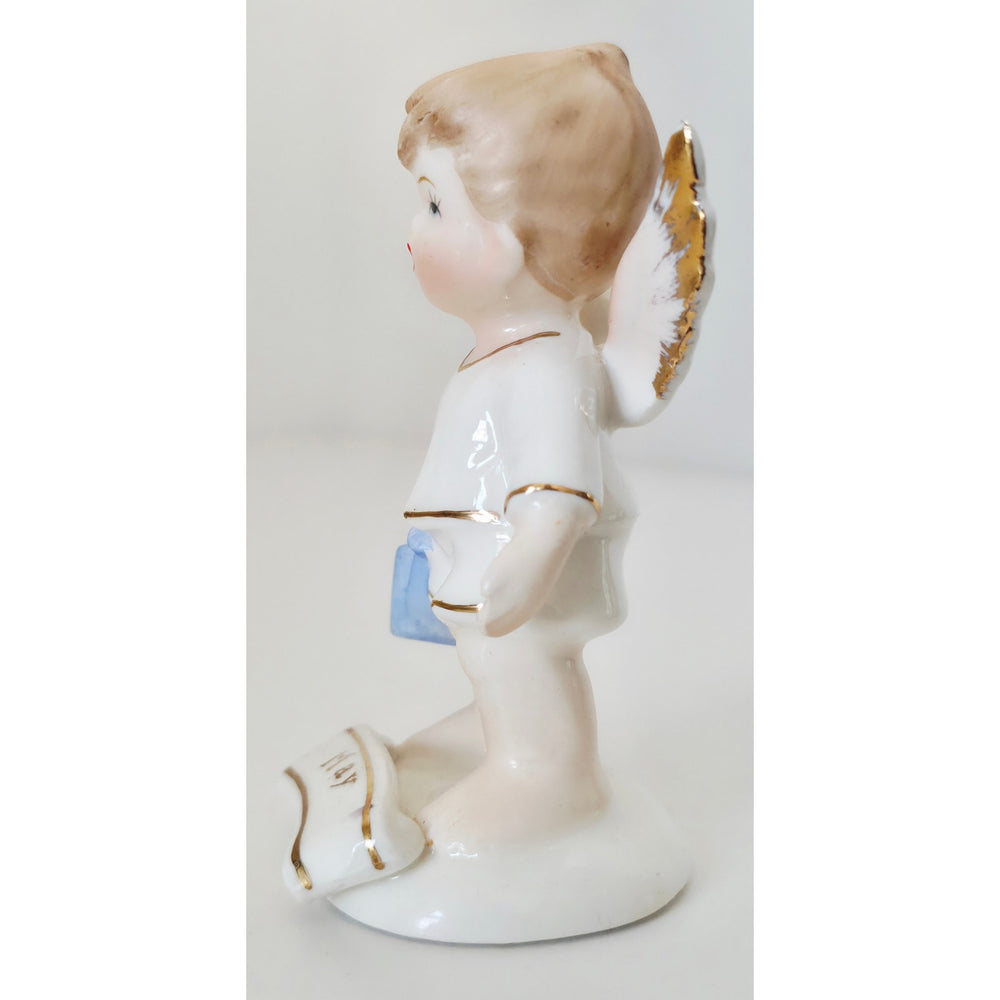 VINTAGE *NEW* 1960's May Girl Birthday Angel Figurine Porcelain Made in Japan