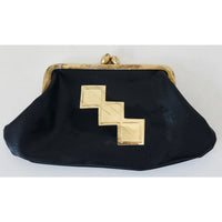 VINTAGE *NEW* 1960's Black with Gold Design Change Purse