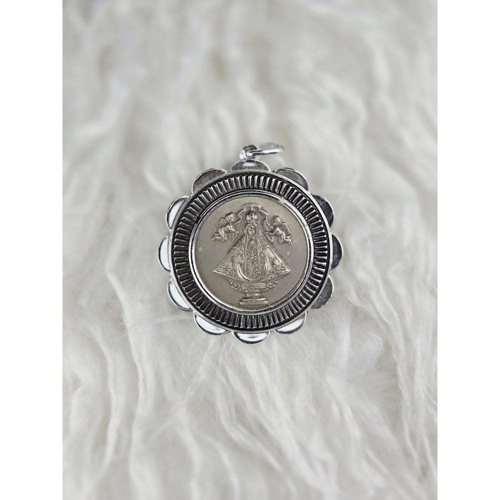 VINTAGE *NEW* 1950's Our Lady of Santander Silver-Toned Pendant West Germany