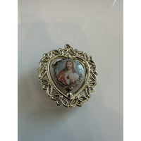 VINTAGE *NEW* Open-Work Gold-Tone Heart Pendant with Jesus/Joseph Art Spinner