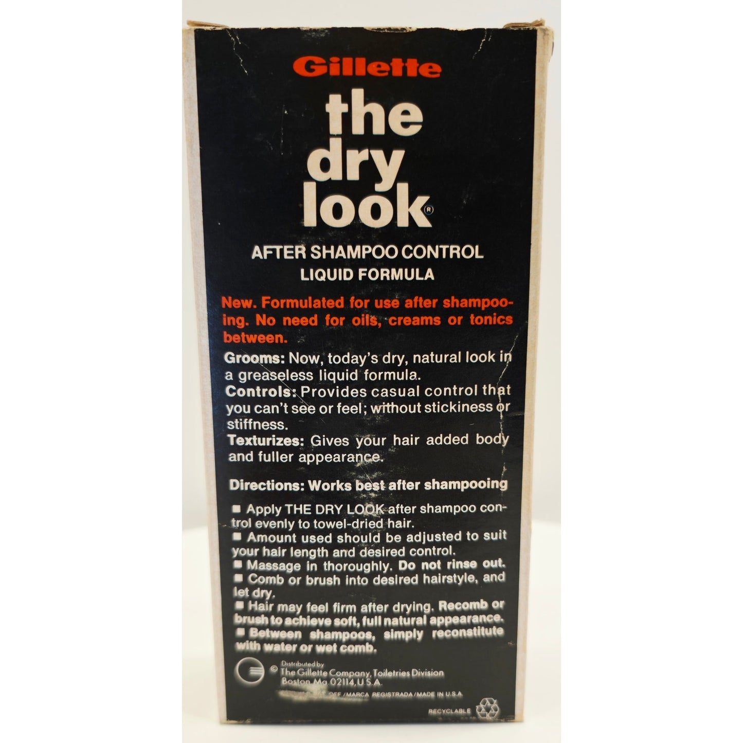 VINTAGE *NEW* 1970's by Gillette After Shampoo Control 'the dry look' Size 8 oz