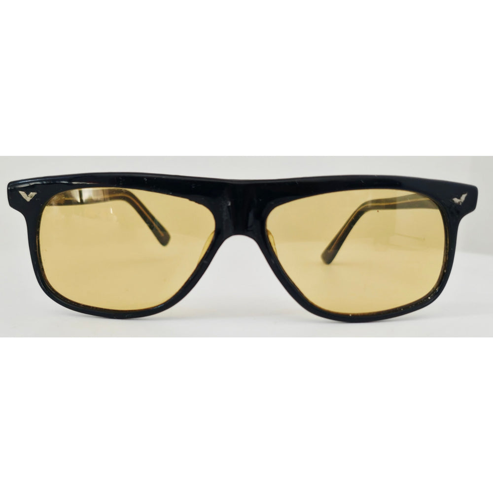 VINTAGE *NEW* 1970's Glam Unisex Dark Brown Frame with Yellow Lens Sunglasses