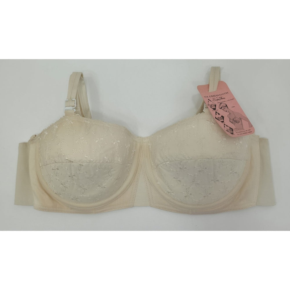 VINTAGE *NEW* 1960's Super Form Women's Novelty Cream w/Flowers Padded Bra 40B