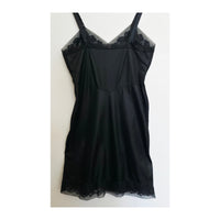 VINTAGE *NEW* 1960's Women's Black with Lace Trim Slip Dress Size 38 USA