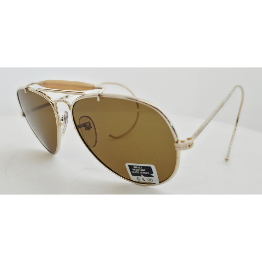 VINTAGE *NEW* 1970's Ray Max Gold Frame with Brown Lens Aviator Sunglasses