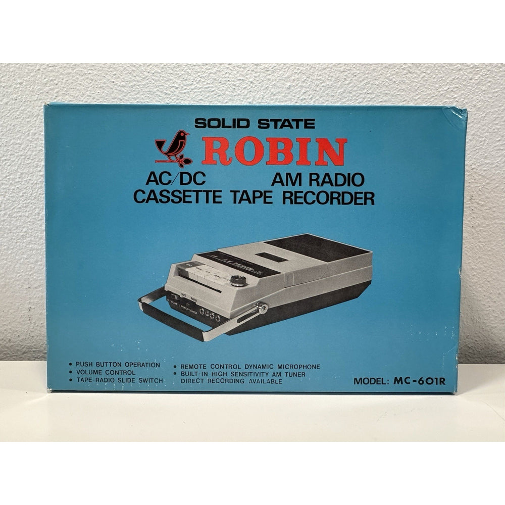 VINTAGE *NEW* Robin Solid State MC-601R AM Radio Cassette Recorder AC?DC Mic