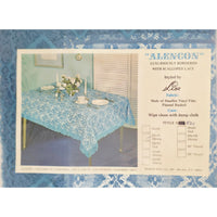 VINTAGE *NEW* 1950's Blue Lace Oblong 52"X 70" Flannel Back Tablecloth Made in USA