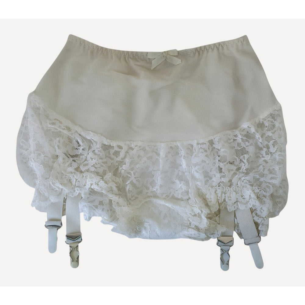VINTAGE *NEW* 1960's Women's White with Lace Girdle Garter Size L USA