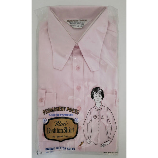 VINTAGE *NEW* 1970's Women's Pink Button Down Long Sleeve Shirt Size 32