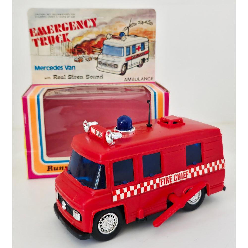 VINTAGE *NEW* 1960's Fire Chief Emergency Truck Mercedes Van w/Real Siren Sound