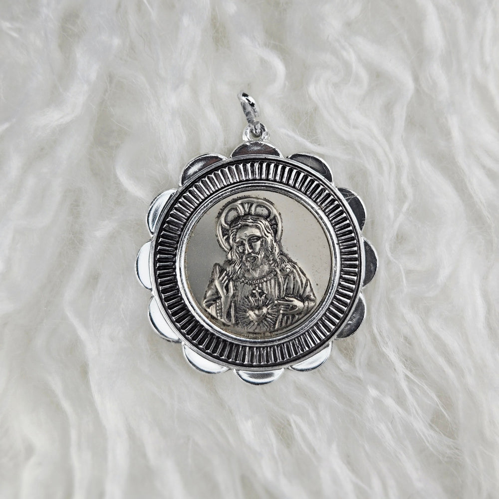 VINTAGE *NEW* 1950's Our Lady of Santander Silver-Toned Pendant West Germany