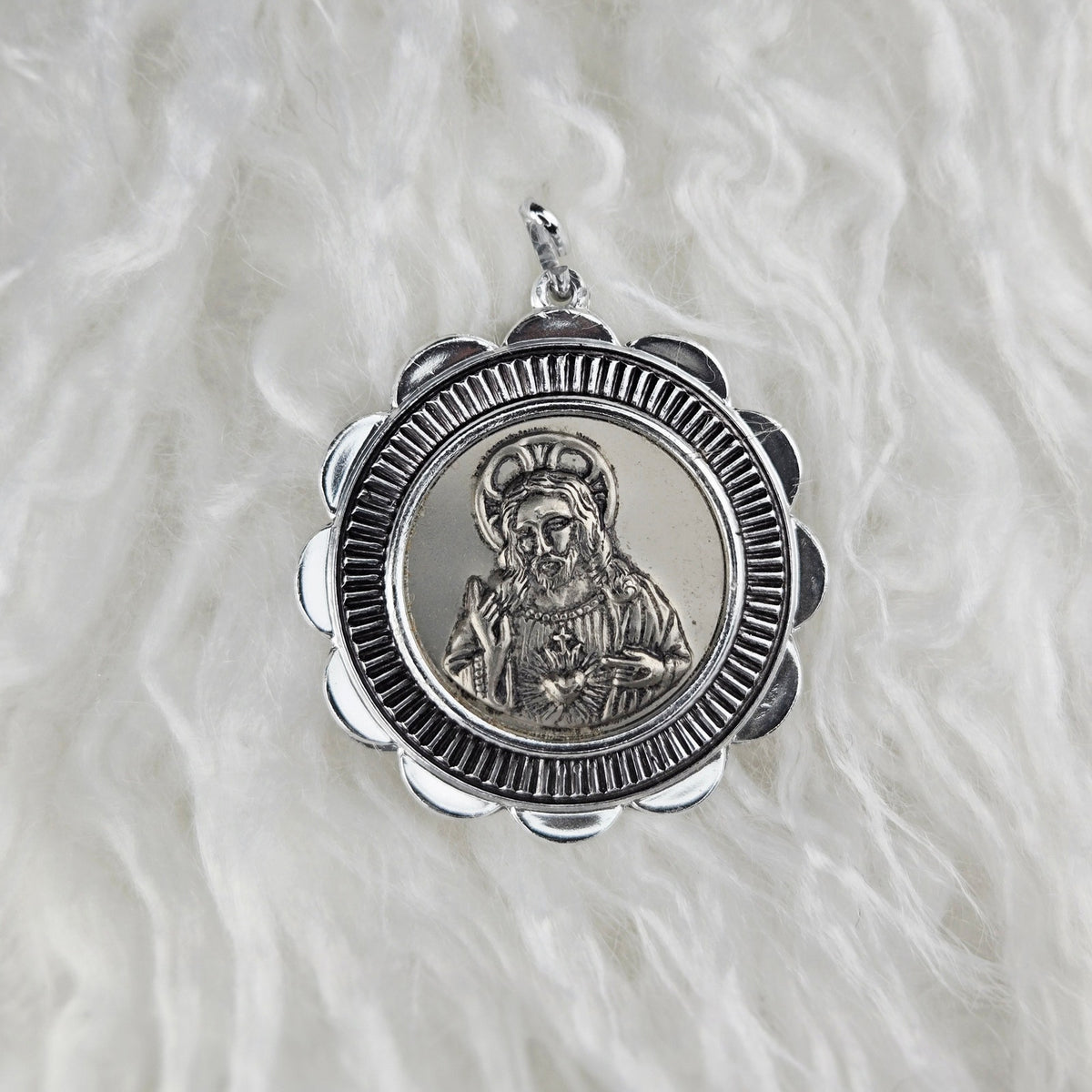 VINTAGE *NEW* 1950's Our Lady of Santander Silver-Toned Pendant West Germany