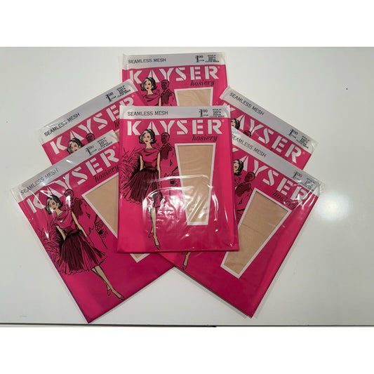 VINTAGE *NEW* 1950's Kayser Hosiery Seamless Mesh-Clear Beige Sz10.5 X 6