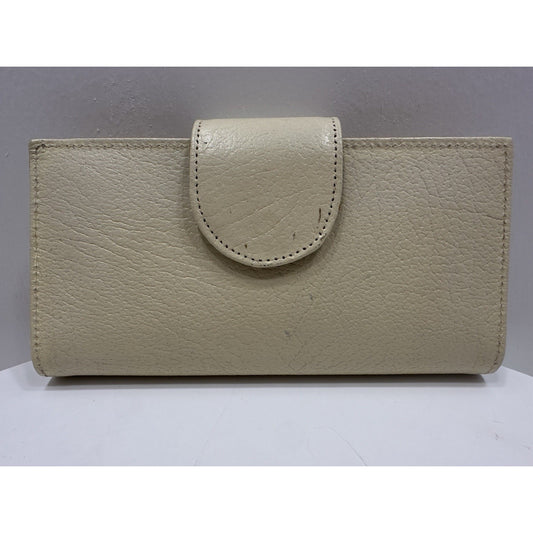VINTAGE *NEW* 1970's Cream Leather - Check, Change, Credit Card, ID Wallet