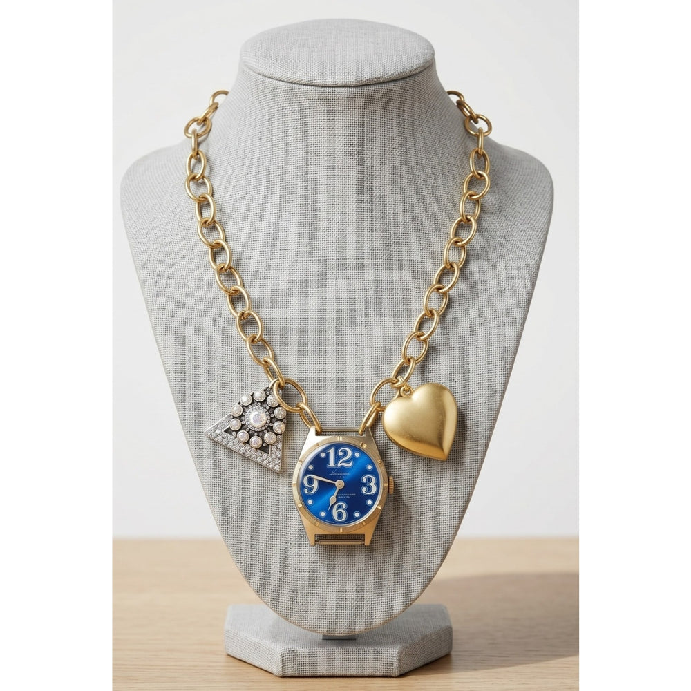 Vintage 1960's Lucerne Blue Watch Face Necklace Custom Made | Limited Edition