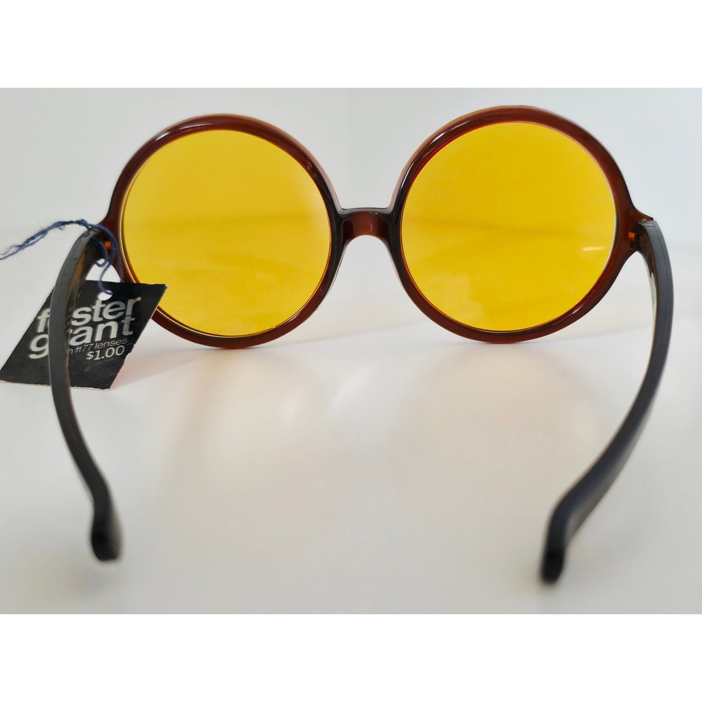 VINTAGE *NEW* 1970's Foster Grant Round Oversize Brown Frame Sunglasses
