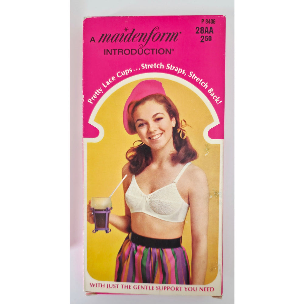 VINTAGE *NEW* 1970's Maidenform P8406 Lace Stretch White Bras 28AA Set of 4