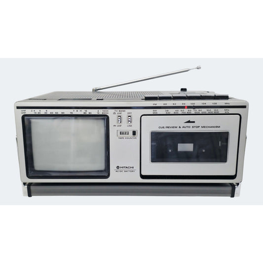 VINTAGE Needs Lovin' 1981 Hitachi K2400 Solid State TV Television Receiver and Cassette Player