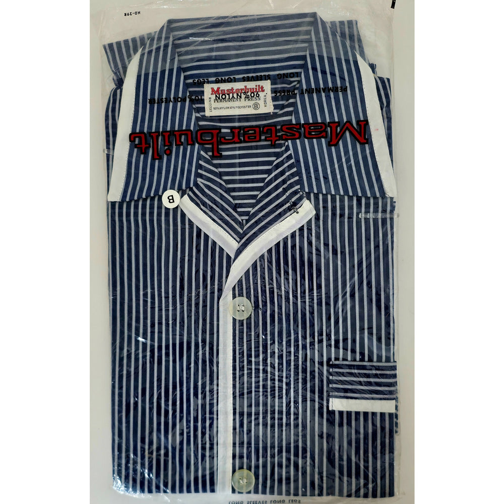 VINTAGE *NEW* 1970's Masterbuilt Men's Striped Navy Pajama Set Size B (Medium)