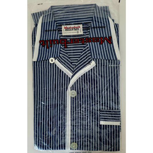 VINTAGE *NEW* 1970's Masterbuilt Men's Striped Navy Pajama Set Size B (Medium)