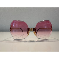 VINTAGE *NEW* 1970's ChrysDior Glam Sunglasses Pink Smoked Glass & Gold