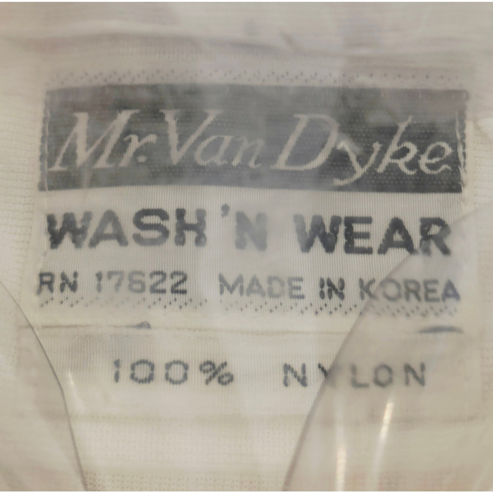 VINTAGE *NEW* 1960's Men's Mr Van Dyke White Dress Shirt 100% Nylon Size 15-34