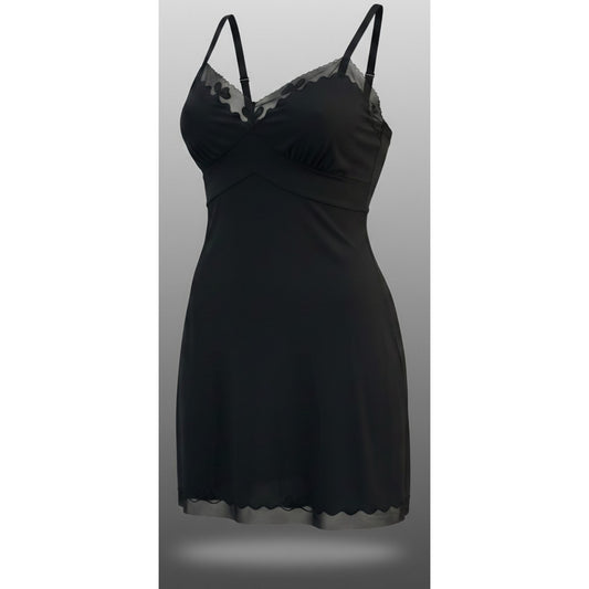 VINTAGE *NEW* 1960's Top Form Women's Black with Lace Trim Slip Dress Size 36