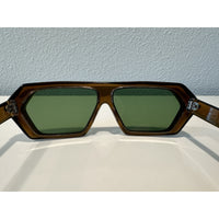 VINTAGE *NEW* 1970's Glam Unisex Sunglasses Brown Hex Frame MINT