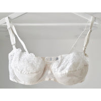 VINTAGE *NEW* 1960's ILGWU Women's White Lace Push Up Bra Size 38B USA