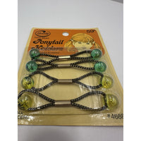 VINTAGE *NEW* 1975 Goody #4688/6 Small Twin Bead Ponytail Holders Set of 4 Gr/Ye