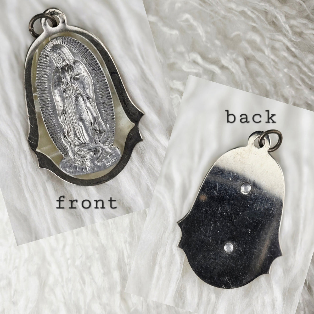 VINTAGE *NEW* 1950's Madonna with Child Silver-Toned Religious Pendant 1.5"