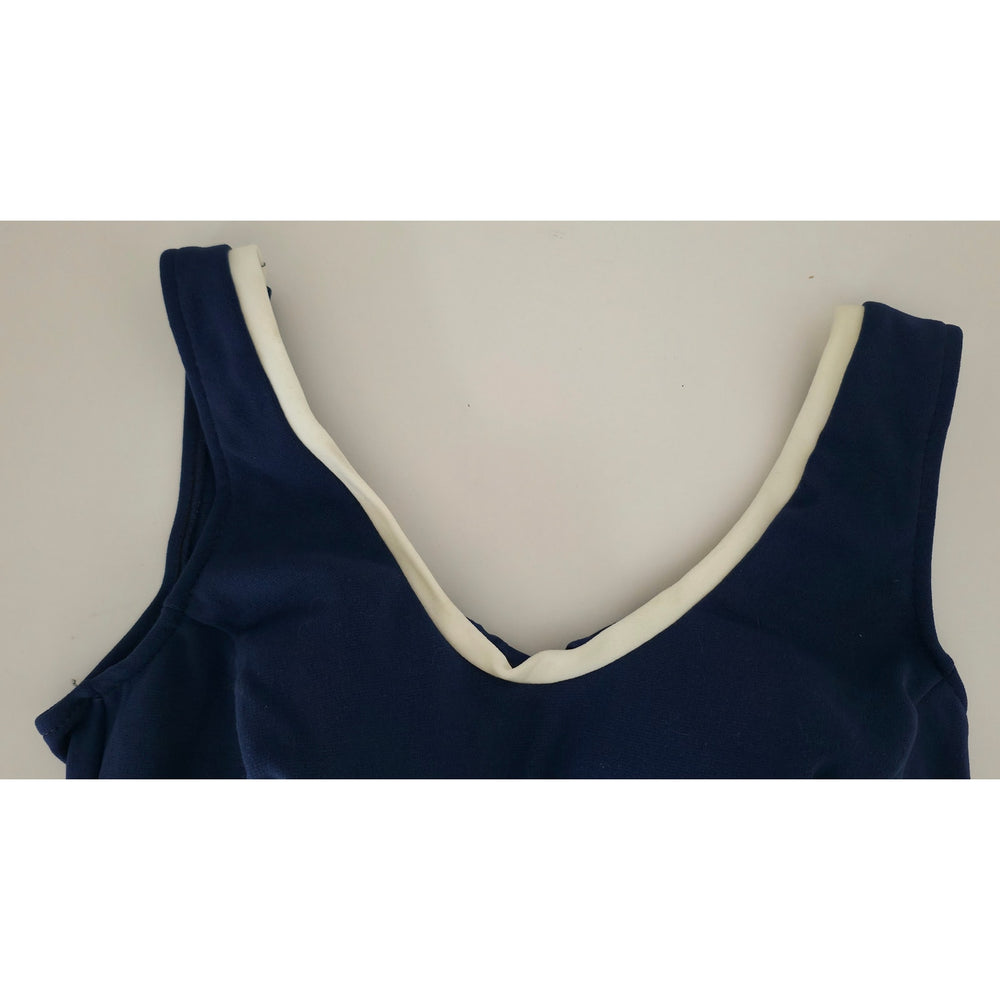 VINTAGE *NEW* 1960's ILGWU Navy with White Trim 100% Jersey One Piece Swimsuit Size 42 (L)