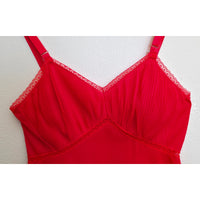 VINTAGE *NEW* 1960's Women's Red with Lace Trim Slip Dress Size 36
