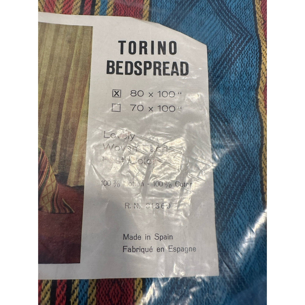 VINTAGE *NEW* 1960's Torino Bedspread 100% Cotton Woven Spain 80”x 100”