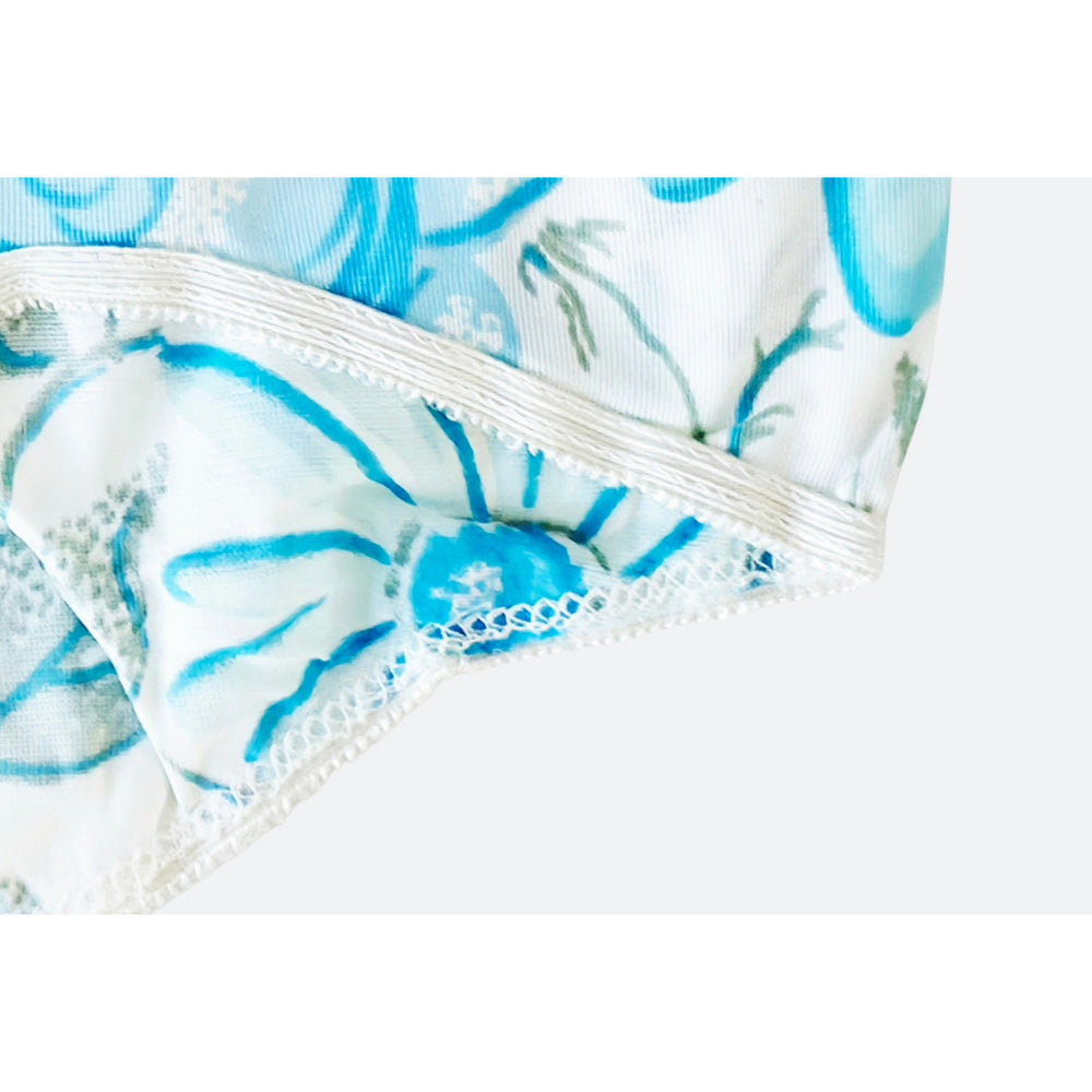 VINTAGE *NEW* 1960's Women's Blue Flower Print Panties Underwear Size 7 (L) USA