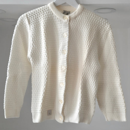 VINTAGE *NEW* 1960's DuPont Women's White Button Down Sweater Size L USA