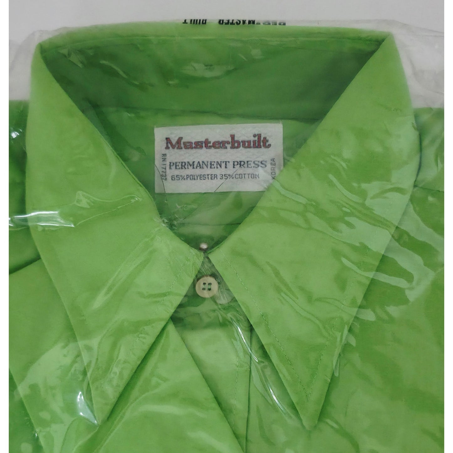 VINTAGE *NEW* Bright Green Men's Collared Shirt Poly/Cotton Blend Size 16-33