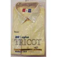 VINTAGE *NEW* 1960's Teri Men's Yellow Neva Iron Shirt 100% Nylon Sz 15 3/4-33