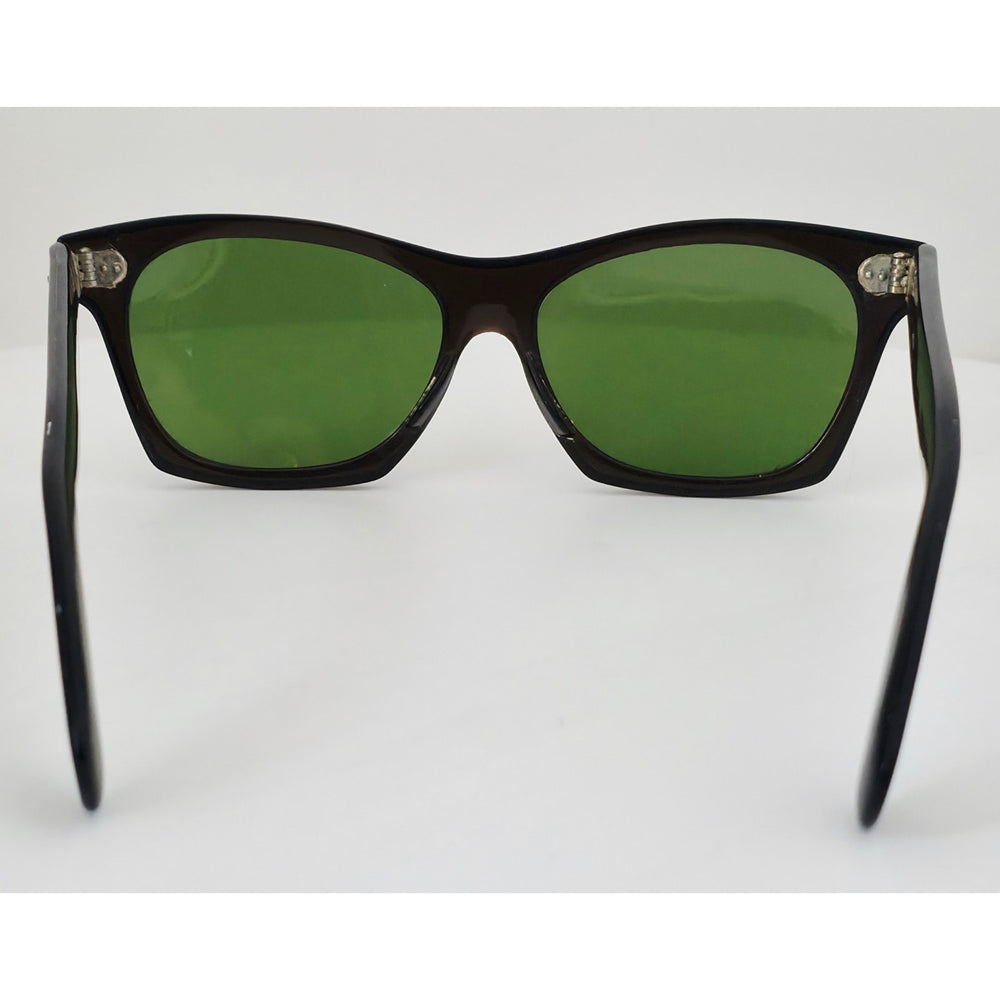 VINTAGE *NEW* 1970's Glam Black and Brown Frame with Green Lens Sunglasses Japan