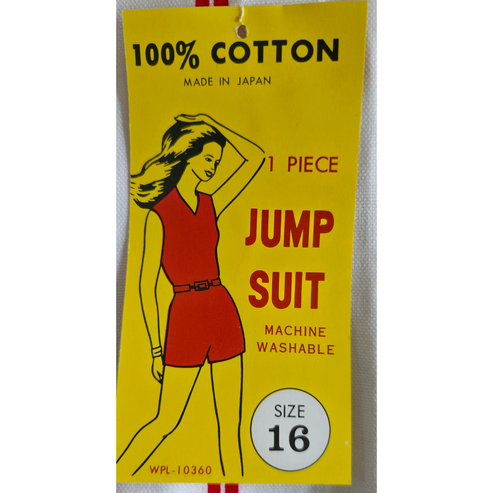 VINTAGE *NEW* 1960's Red &White Striped Waist Tie Romper Size 16 Japan