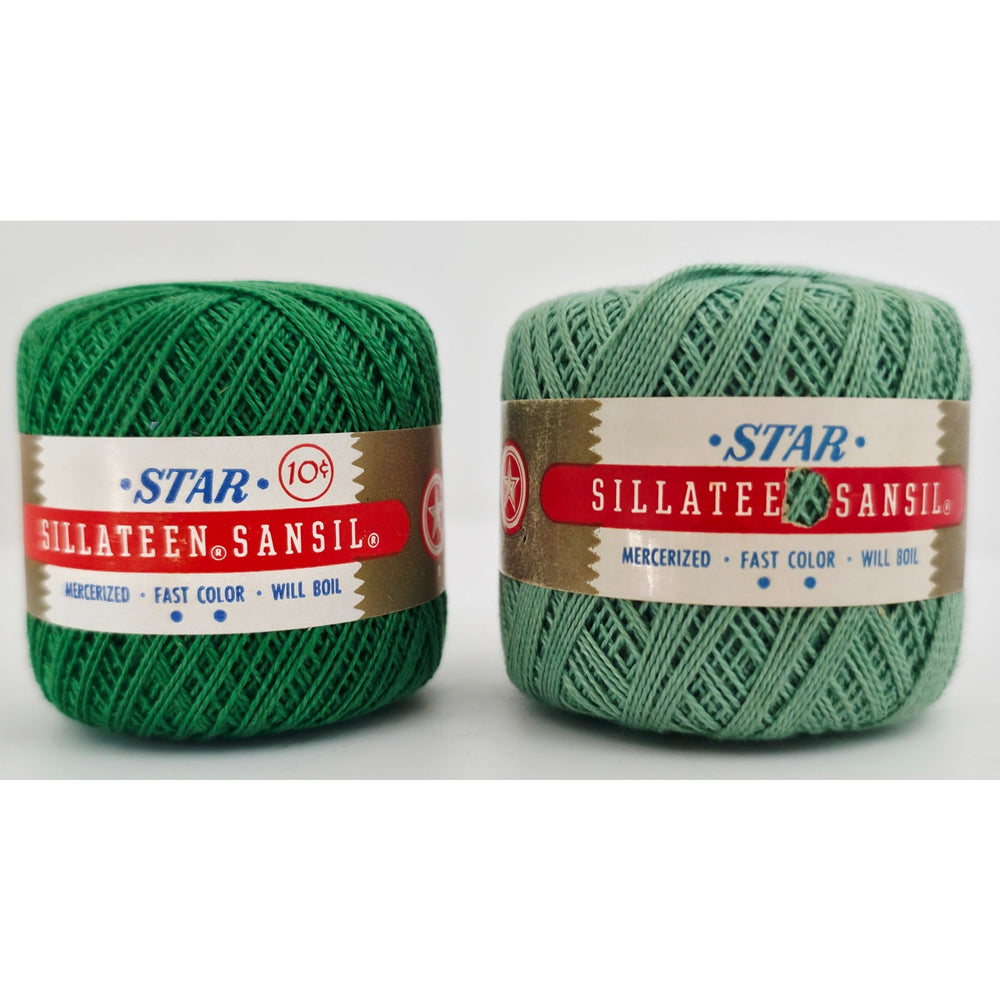 VINTAGE *NEW* 1960's Star Sillateen Sansil Green Cotton Thread 43-75 Yds 10 Pk