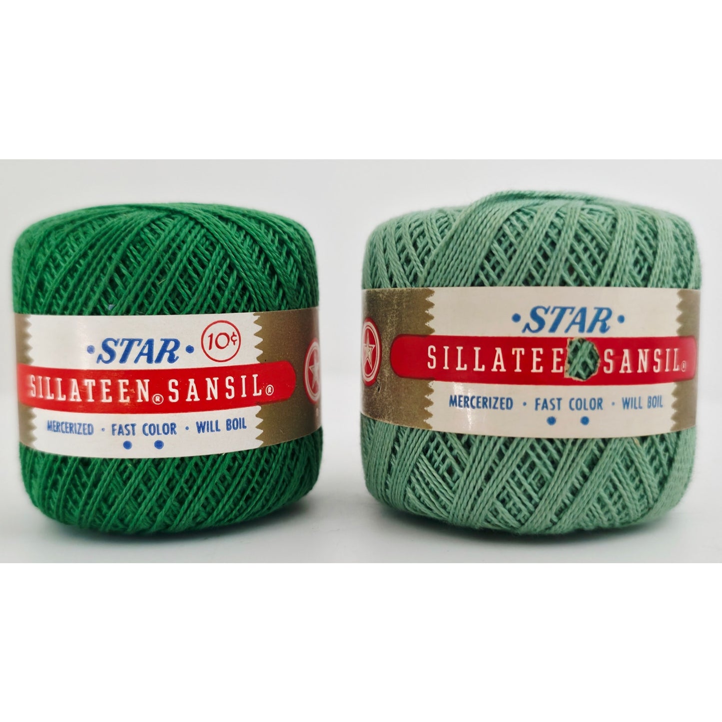 VINTAGE *NEW* 1960's Star Sillateen Sansil Green Cotton Thread 43-75 Yds 10 Pk