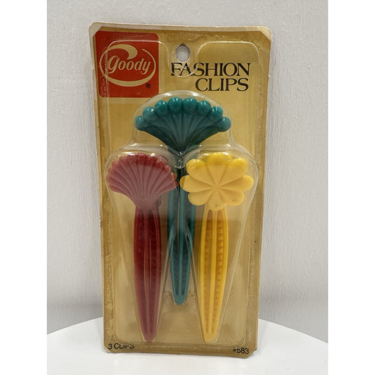 VINTAGE *NEW* 1985 Goody Fashion Hair Clips Multi Color 583 3-Pack
