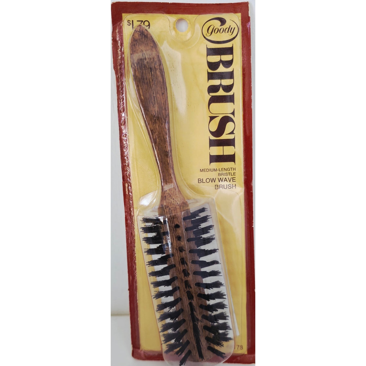 VINTAGE *NEW* 1975 Goody #8178 Brown Medium Bristle Blow Wave Brush