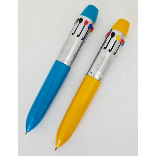 VINTAGE *NEW* 1970's Carioca Blue Multicolor Pen 10 Colors Italy Set of 2