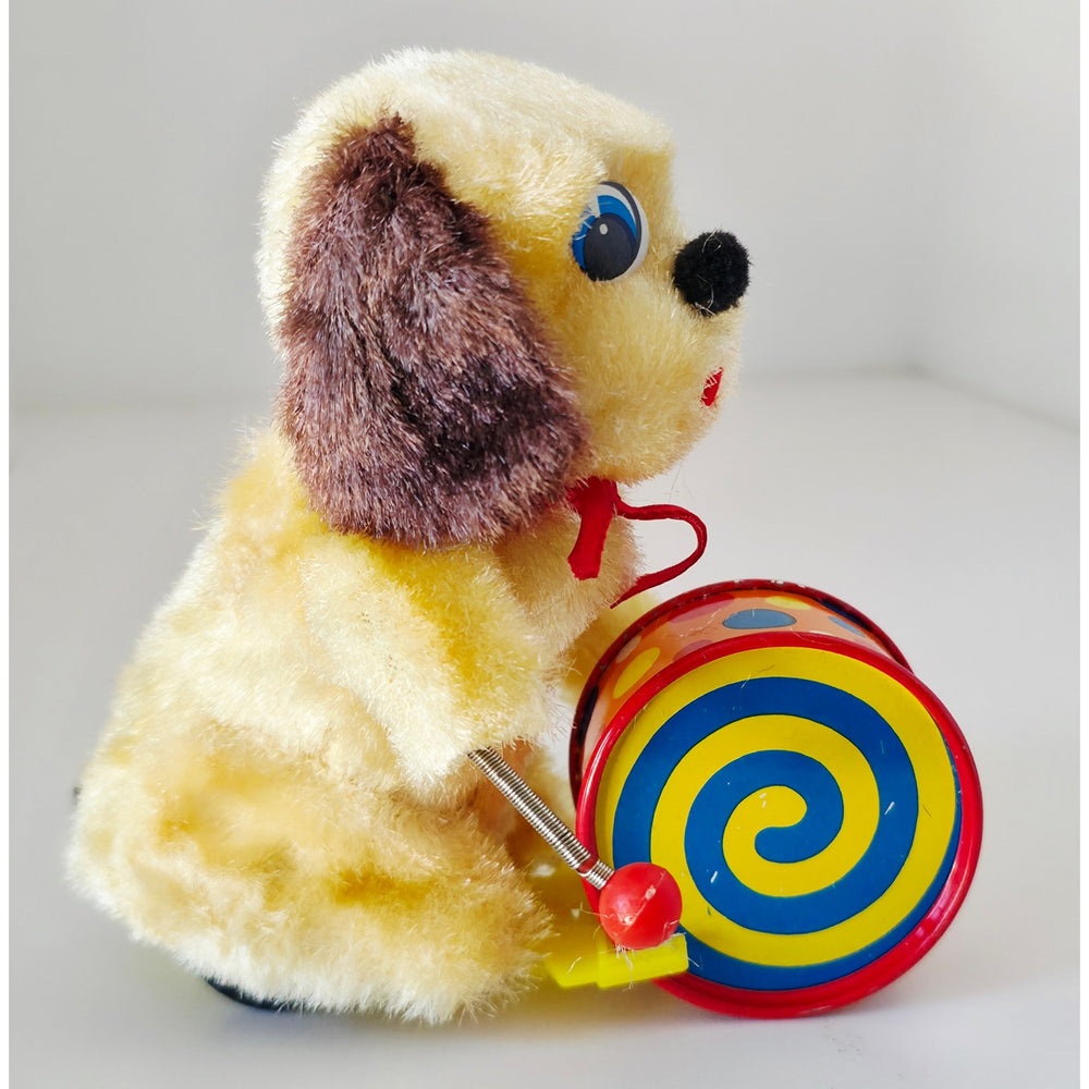 VINTAGE *NEW* 1960's Puppy Drummer Wind-Up Toy by Elmar